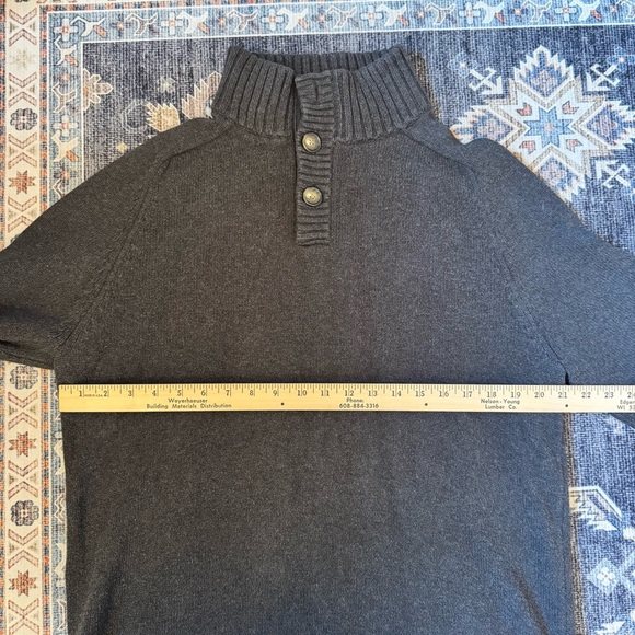 J Crew Men’s 1/4 Button Charcoal Gray Pullover Sweater 100% Cotton Size Large - Picture 6 of 8
